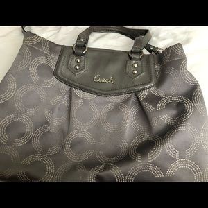 Grey Authentic used Coach purse